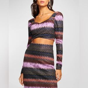 Ramy Brook Clarisse Sparkle Crop Top long sleeve size small NWT